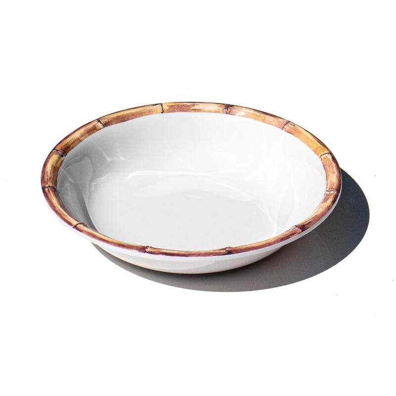 Abode Homewares Bamboo Rim NewWave Melamine Low Bowl - White - 8.9" - Set of 6