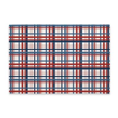 Patriotic Plaid 4-Pack Poly-Cotton Blend Placemats Manufactured in The USA Machine Washable Dryer Safe
