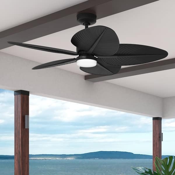 slide 2 of 14, Hunter 52" Tropic View Outdoor Ceiling Fan with LED Light and Wall Control - Coastal - Damp-Rated! Matte Black