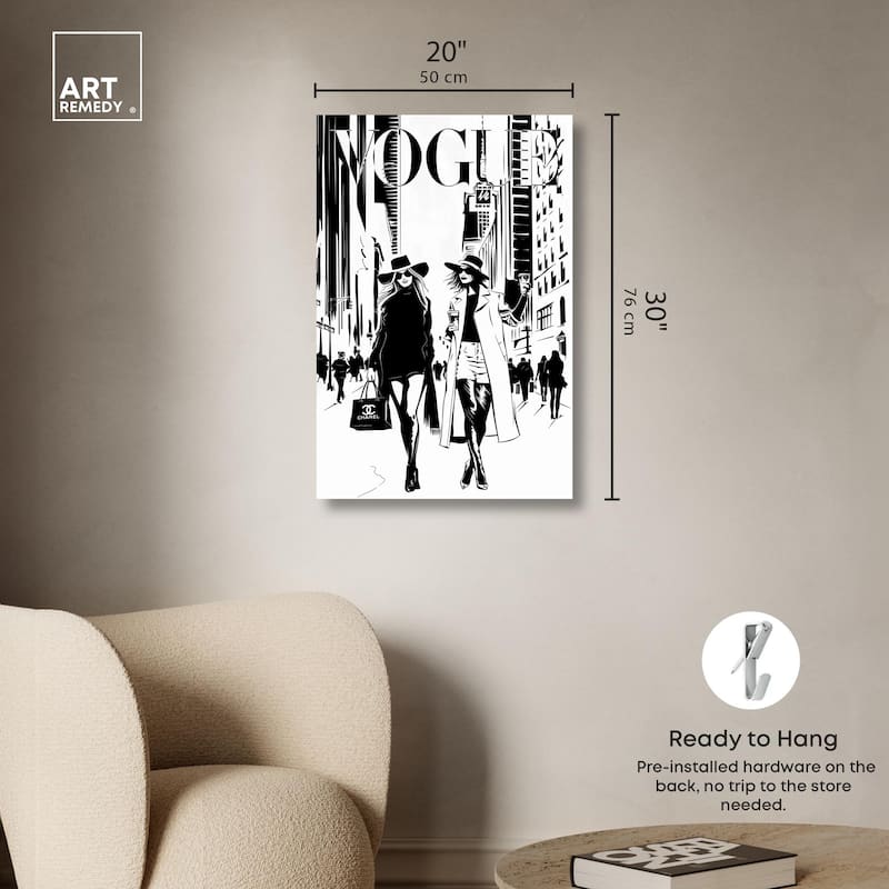 Shopping Gals Cover Canvas by Art Remedy, Gallery Wrapped