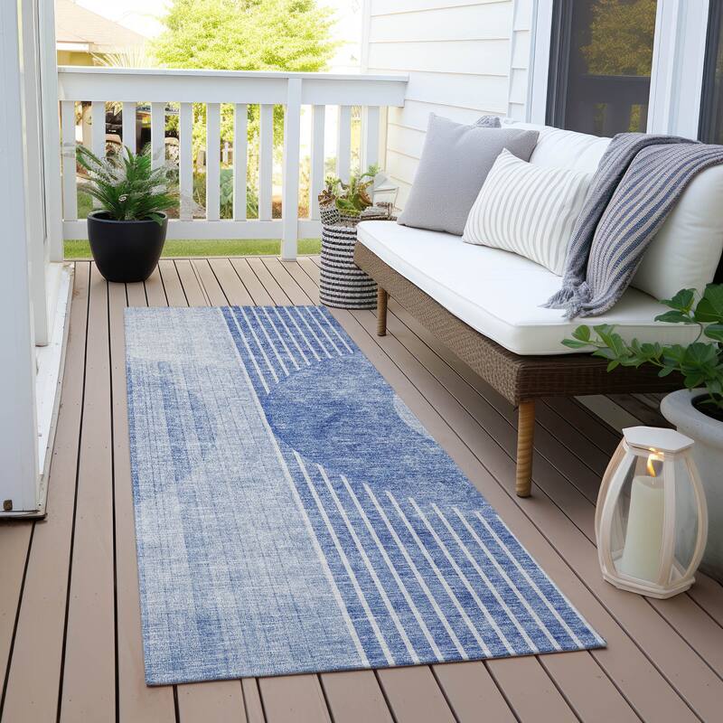 Machine Washable Indoor/ Outdoor Chantille Contemporary Geo Rug