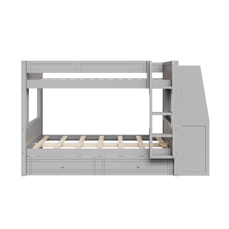 Modern Full-Size Bunk Bed with Built-In Ladder, Desk and Storage Space by Harper&Bright Designs
