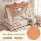 preview thumbnail 18 of 18, Gymax Twin Size House Floor Bed w/ TentWood Bed Frame w/ Roof Window &