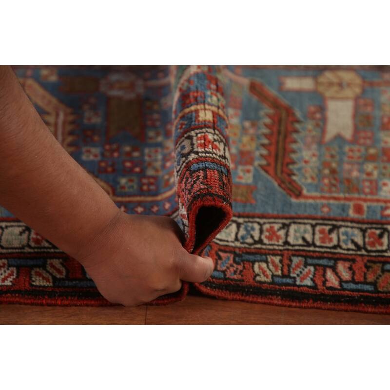 Pre-1900 Antique Heriz Serapi Persian Rug Handmade Wool Carpet - 11'0" x 12'10"