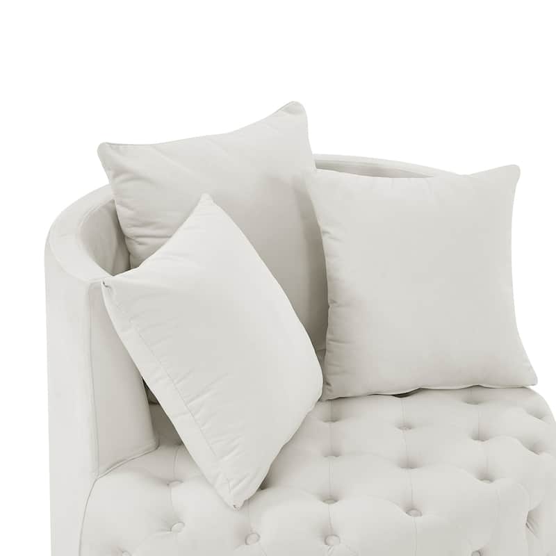 Velvet Upholstered Swivel Chair for Living Room Including 3 Pillows - 30"L * 30"W * 26"H
