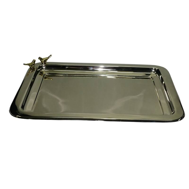 Elegance Love Birds Rectangular Tray: 16.75 x 12" - 1 Piece - Silver