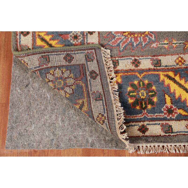 Hand Knotted Oriental 100% Wool Carpet Traditional Geometric Greys & Charcoal Heriz (serapi) Area Rug - 9' 10'' X 7' 11''
