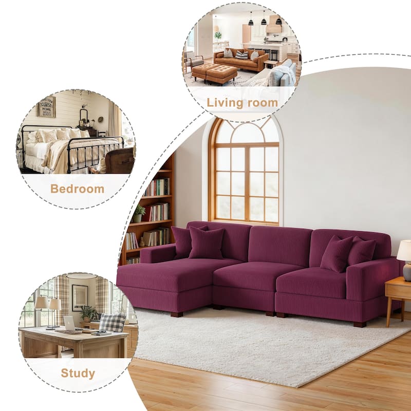 Oversized L-shaped Modular Sectional Sofa with Chaise Lounge