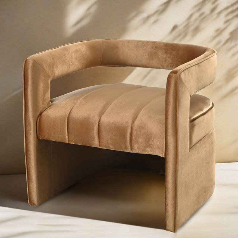 24.25" Velvet Accent Chair with Ribbed Detail