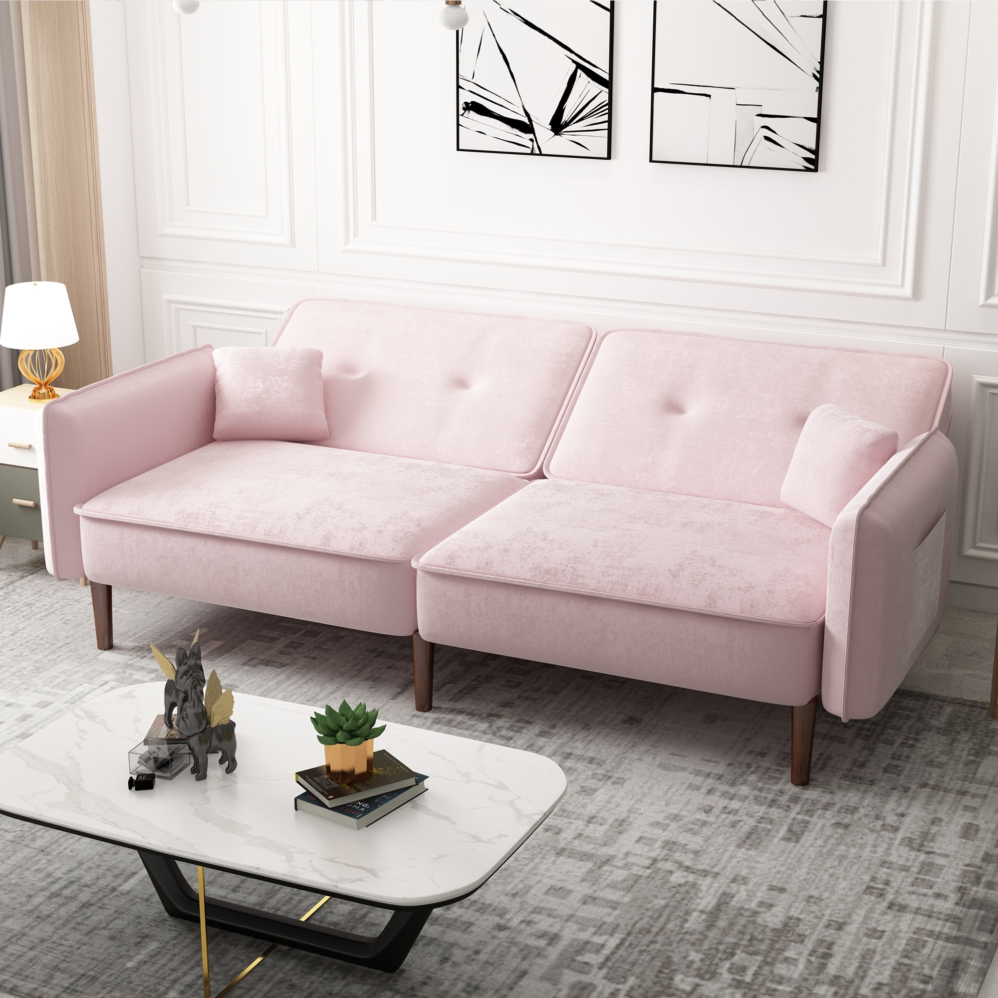 Pink futon cheap sofa bed