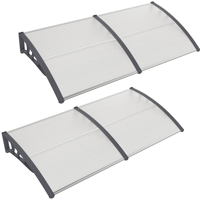 1/2PCS Window Awning Modern Polycarbonate Overhead Door Awning - 40"D x 80"W x 11"H(2 pcs）