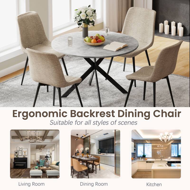 EROMMY Space-Saving 47.2" Round Dining Table Set for 4 - Ideal Small Kitchen & Dining Room Furniture, Includes 4 Chairs
