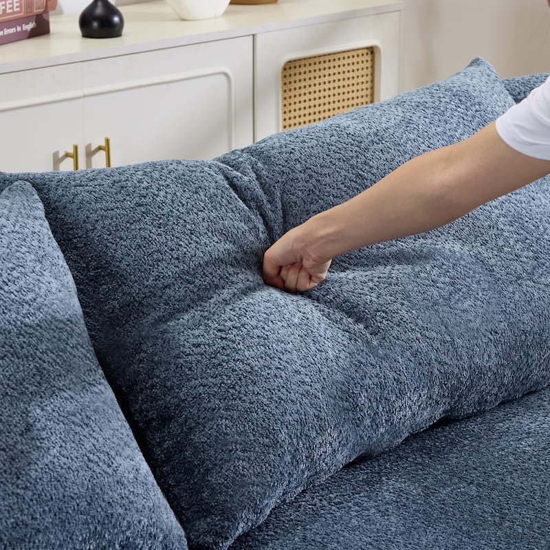 L Shape Sectional Sofa with Curved Chaise Lounge, High-Resilience Sponge Boneless Sofa, Upholstered Sofa with Throw Pillows