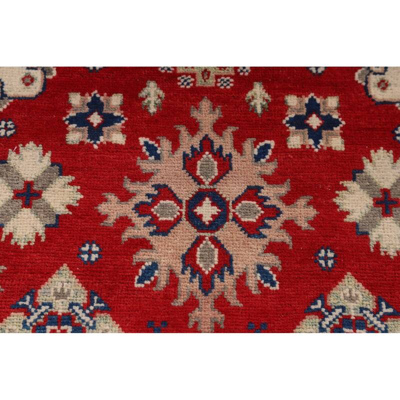 Red Kazak Accent Rug Hand-Knotted Foyer Wool Carpet - 3'3" x 5'3"