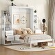 preview thumbnail 5 of 66, Murphy Bed Wall Bed with Shelves, Drawers and LED Lights White-1 - Full