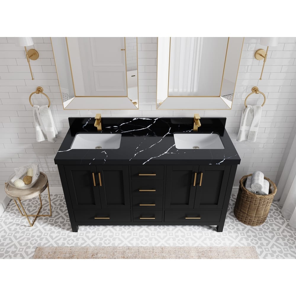 Willow Collections 60 in. W x 22 in. D Malibu Double Sink Bathroom Vanity with Countertop