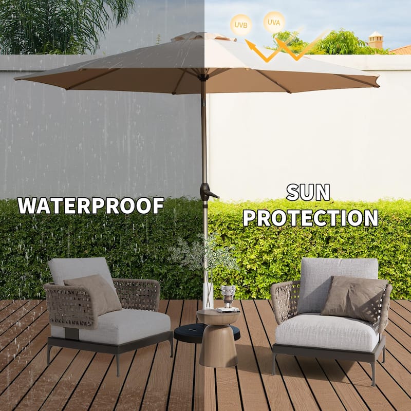 10FT Outdoor Patio Umbrella with Tilt and Crank, UV Protection Waterproof Sun Umbrella for Garden, Deck, Backyard (Beige)
