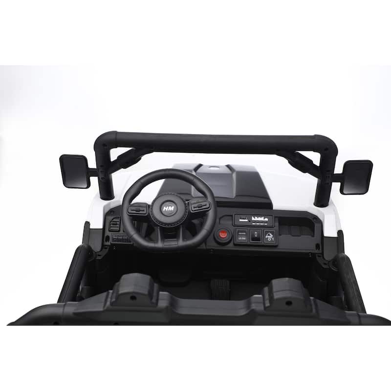 24V 2-Seater 4WD 6-Wheel Ride-On UTV Dump Truck for Ages 3+, Remote Control with LED Lights & Music - White