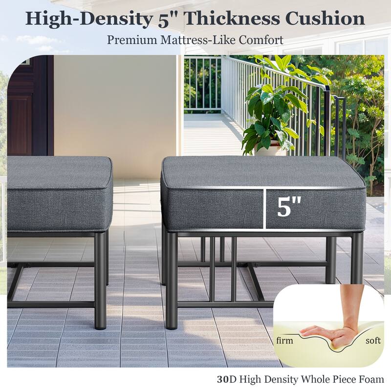 Outdoor 4PCS Patio Chairs with Ottoman