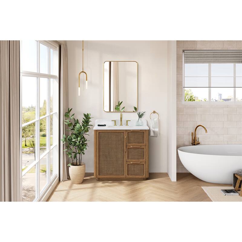 Busan Bath Vanity with White Quartz Stone Top without Mirror