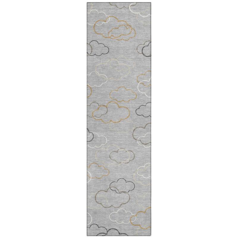Machine Washable Indoor/ Outdoor Modern Clouds Chantille Rug