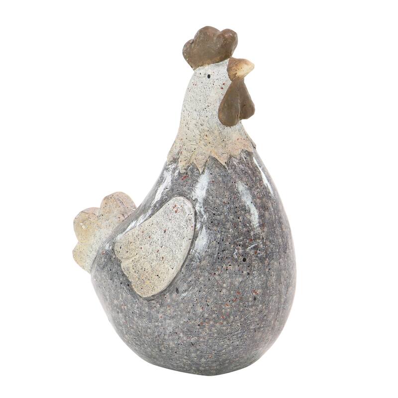 Gray Polystone Indoor Outdoor Rooster Decorative Garden Sculpture