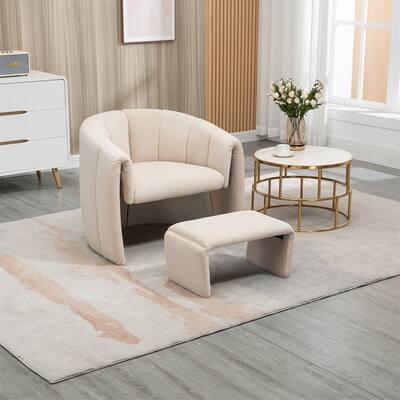 Accent Chair with Ottoman,Modern Comfy Fabric Armchair & Footrest Set