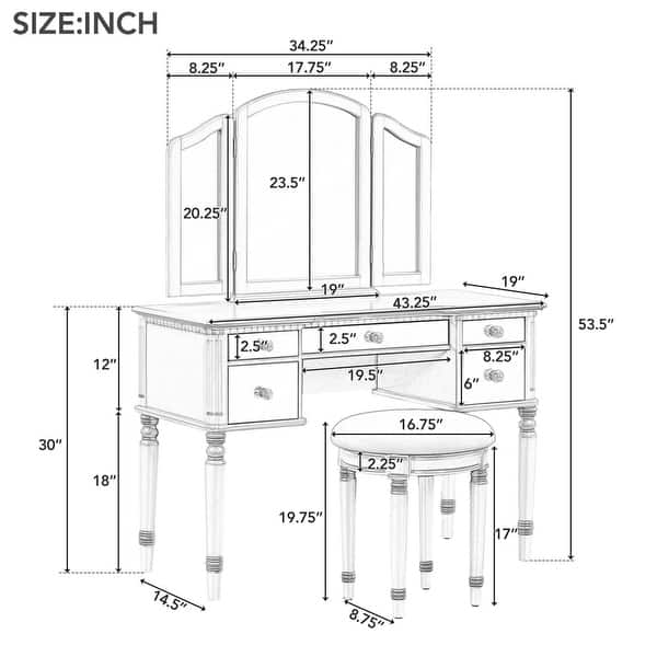 modern dressing table dimensions IKEA Hemnes Dressing Table - Round Mirror Dimensions & Drawings