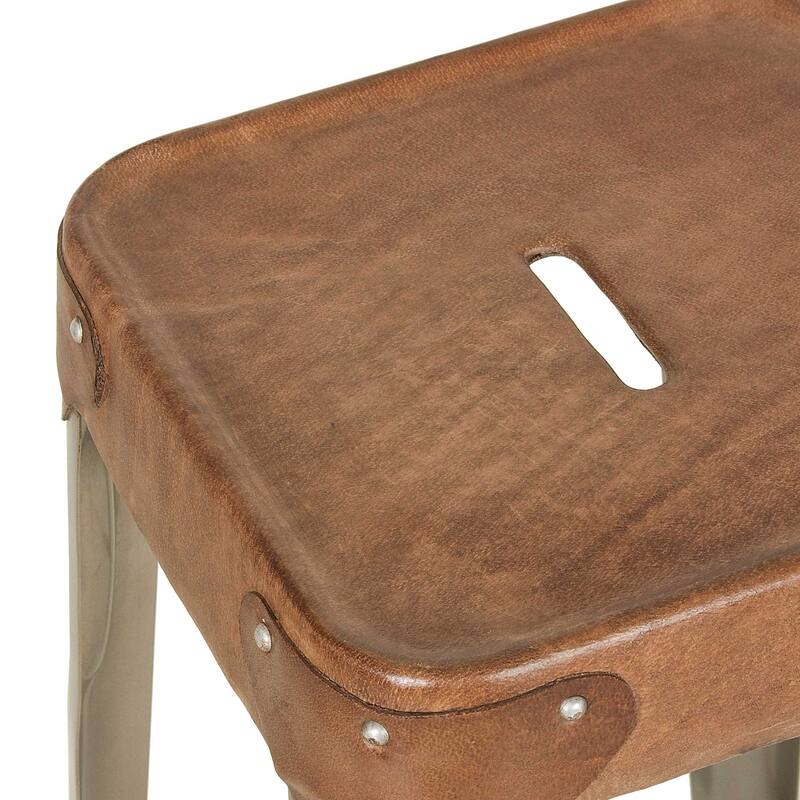 Bristol Leather Counter Stool by East at Main, Set of 2 - 14x14x27