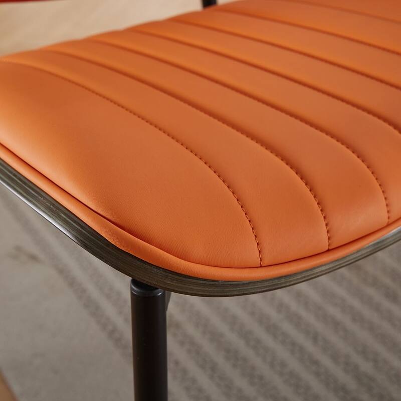 Retro Linen Dining Chairs Set of 2, Bentwood Back with Metal Legs