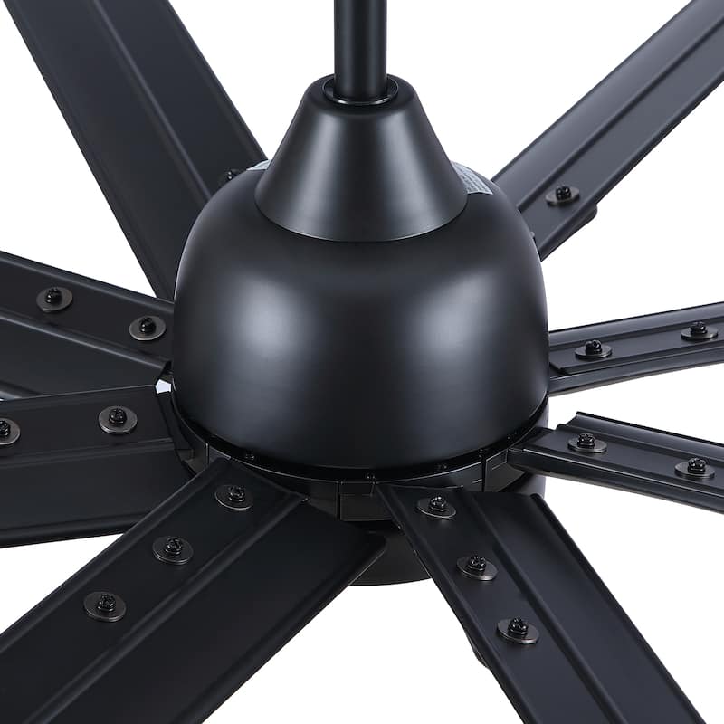 YUHAO 84 In. Indoor/Outdoor Modern Industrial Large Windmill Aluminum Blade Ceiling Fans With Lights, Quiet DC Motor and Remote
