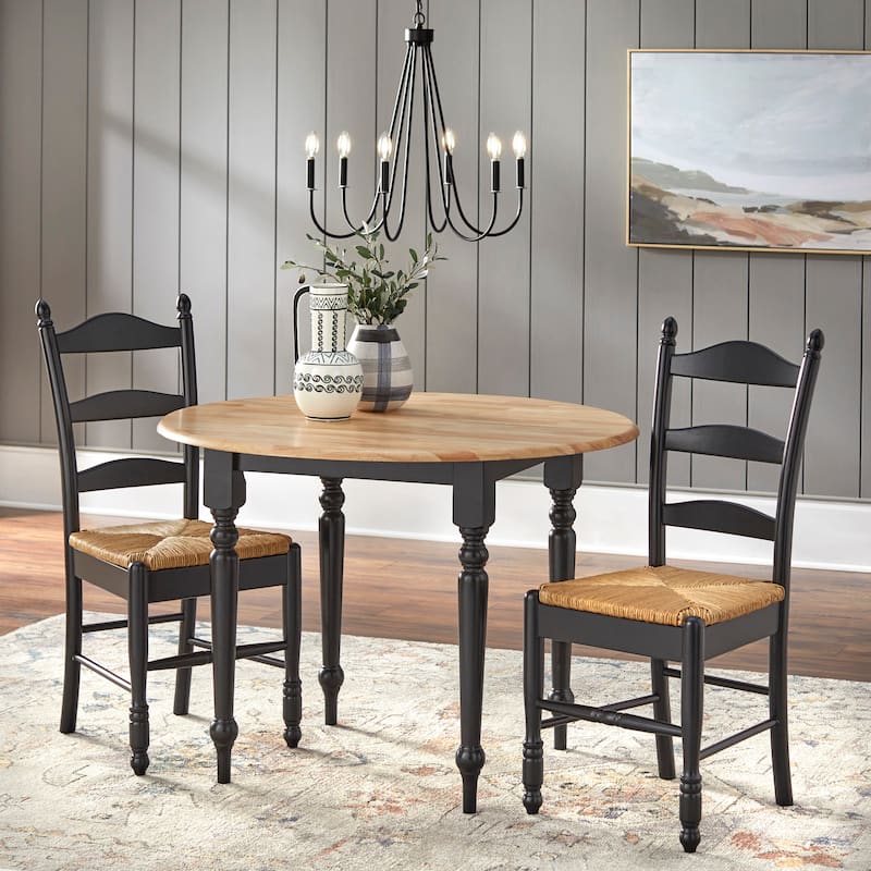 Simple Living 3-Piece Jessie Ladder back Dining Set - Black, Natural