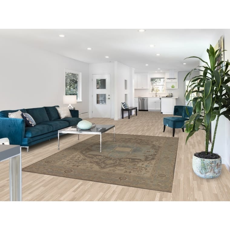 Vegetable Dye Grey Oushak Turkish Area Rug Hand-Knotted Wool Carpet - 6'0"x 8'9"