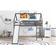 preview thumbnail 13 of 25, Contemporary Style Full Size Loft Bed with Slide, House Bed with Slide