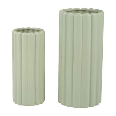 Sagebrook Home Chic Sculpted Ribbed Vase Set of 2