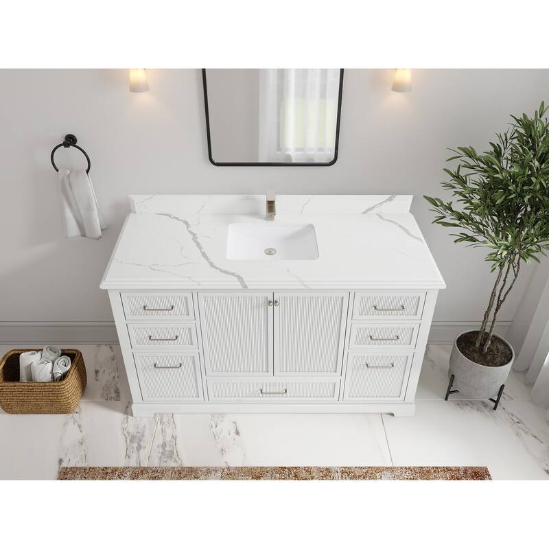 Willow Collections 60 in. W x 22 in. D Alys Single Sink Bathroom Vanity with Countertop - 1.5"Calacatta - White