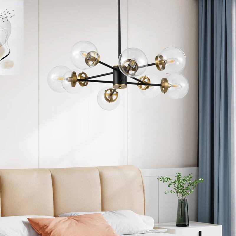 GetLedel 8-Light Dimmable Sputnik Chandelier with Glass Globe Shades