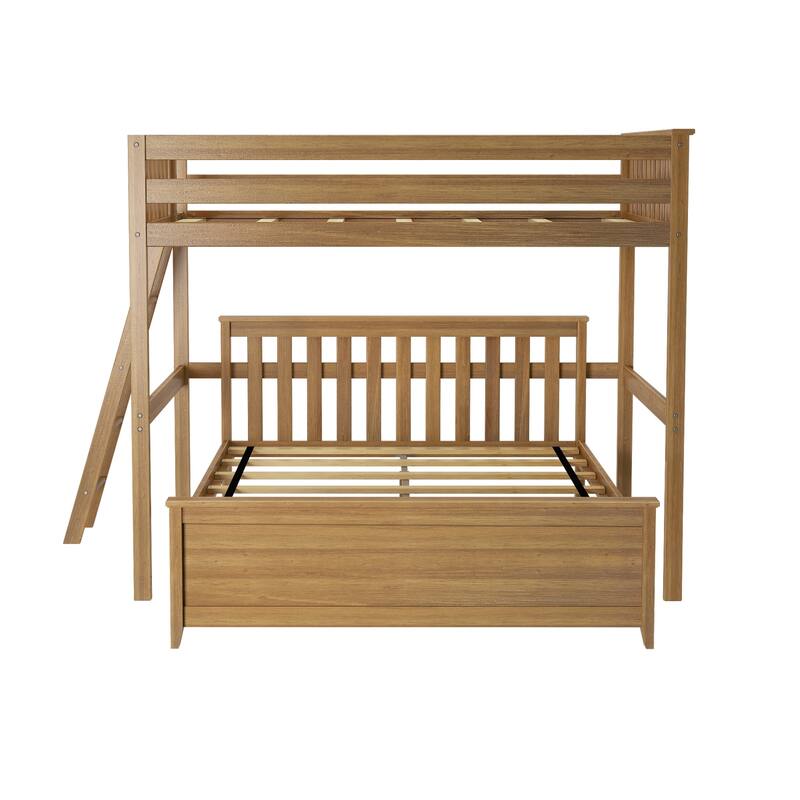 Max and Lily L-Shaped Full over Queen Bunk Bed with Ladder on End