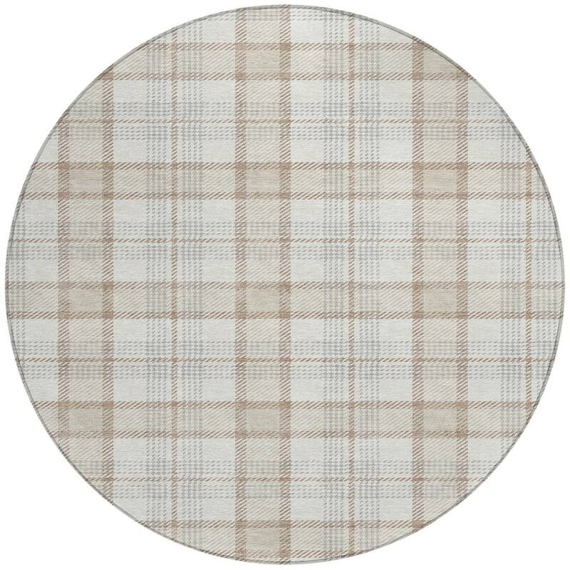 HomeRoots Plaid Transitional Rectangle Outdoor Rug