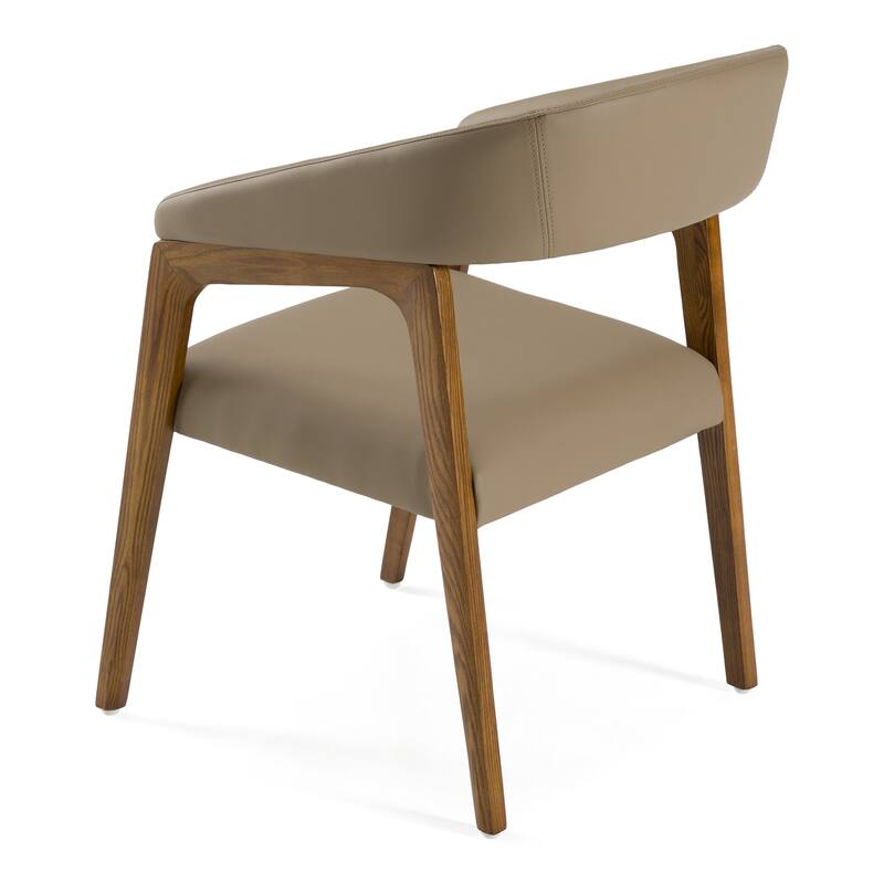 Modrest Clive Mid-Century Taupe & Walnut Dining Chair