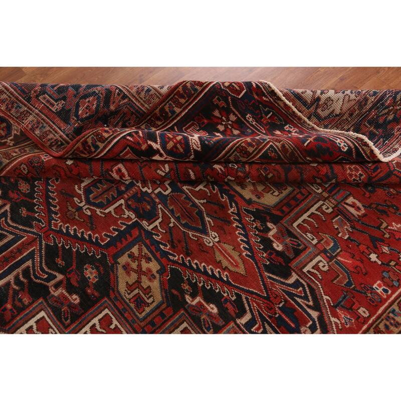 Hand Knotted Oriental 100% Wool Carpet Traditional Medallion Red Heriz Area Rug - 10' 8'' X 8' 2''