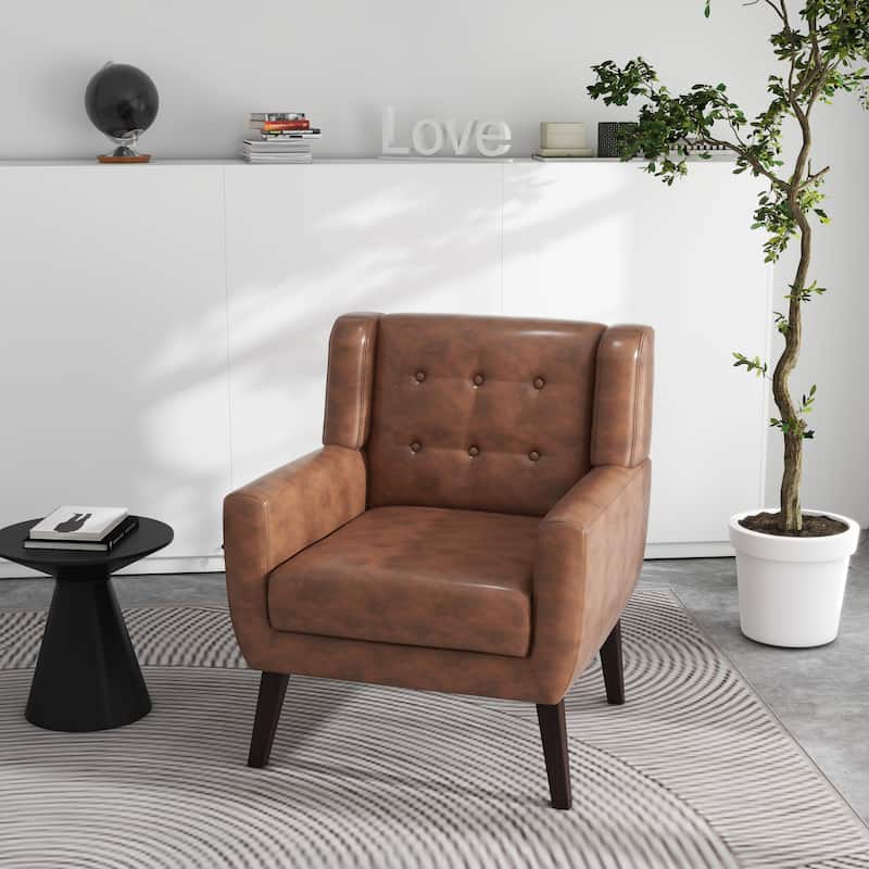 PU Leather Accent Chair Living Room Upholstered Armchair