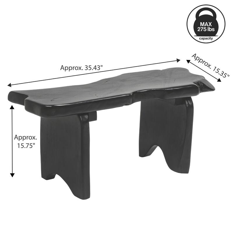 JONATHAN Y Stumpy Handcrafted Rustic Minimalist Live Edge Solid Teak Wood Entryway Bench