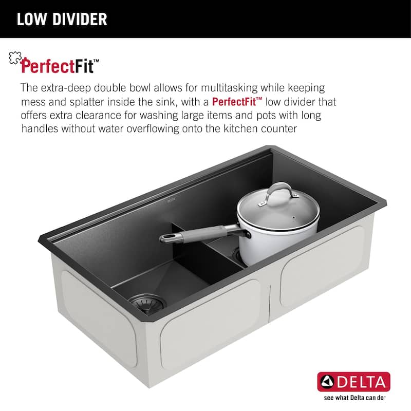 Delta 95B9031-33D Rivet 33" Undermount Double Basin Stainless Steel