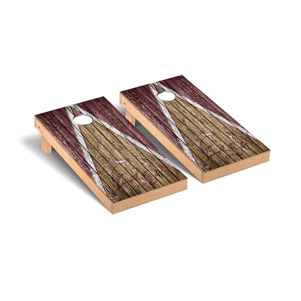 slide 2 of 5, Texas State Bobcats Triangle Cornhole Board Set