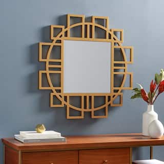 Zarate Geometric Satin Gold Mirror - 32"H x 32"W