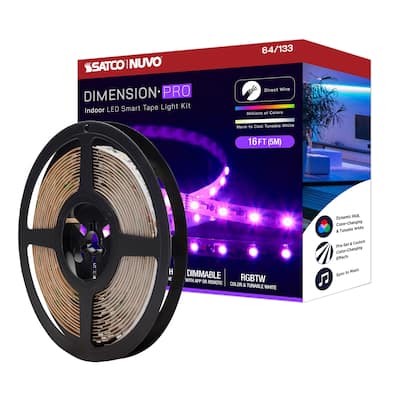 Dimension Pro Tape light strip 16 ft. Hi-Output RGB plus Tunable White J-Box connection Starfish IOT Capable IR Remote Included