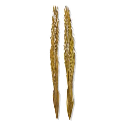 Khajur Leaves Set of 2 - Artificial Flower Stems in Ochre Yellow for Indoor Decor, 38" Tall, Dried Botanicals