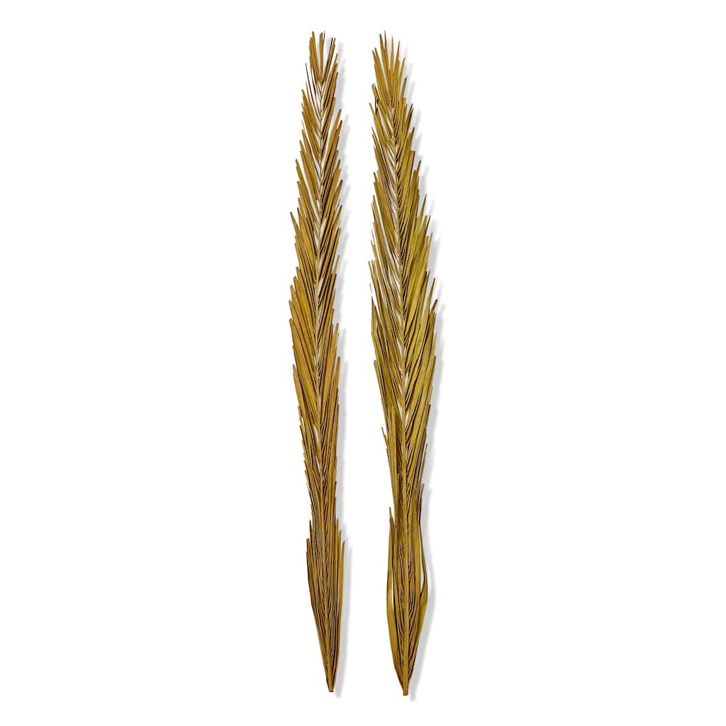 Khajur Leaves Set of 2 - Artificial Flower Stems in Ochre Yellow for Indoor Decor, 38" Tall, Dried Botanicals