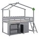 preview thumbnail 6 of 13, Grey Twin Pinewood Loft Bed with Fence and Storage